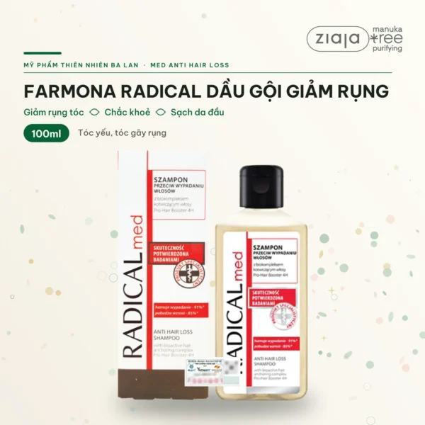 Dầu Gội Farmona Radical Med Anti Hair Loss Shampoo Hỗ Trợ Giảm Rụng Tóc Chắc Khỏe Tóc 100ml