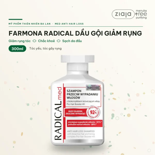 Dầu Gội Farmona Radical Med Anti Hair Loss Shampoo Hỗ Trợ Giảm Rụng Tóc Chắc Khỏe Tóc 300ml