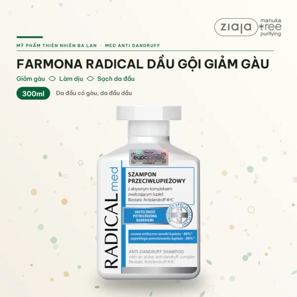 Dầu Gội Farmona Radical Med Anti Dandruff Shampoo Hỗ Trợ Giảm Gàu Làm Dịu Da Đầu 300ml