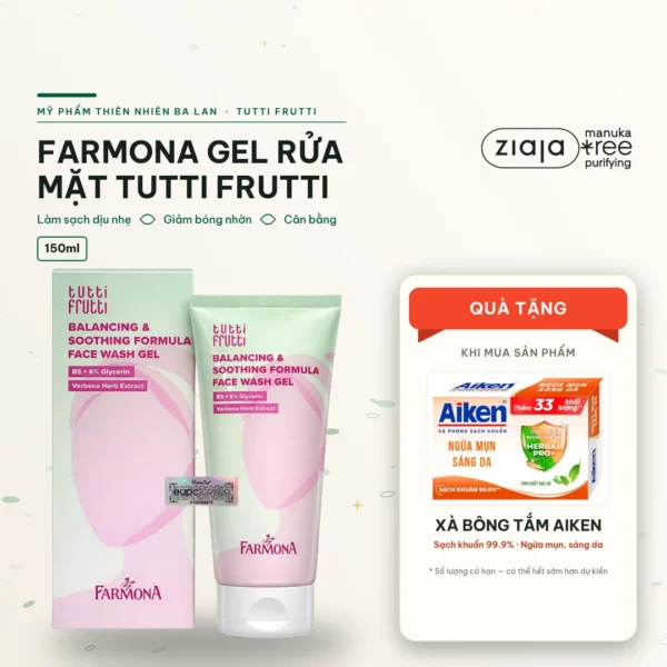 Gel Rửa Mặt Farmona Tutti Frutti Face Wash Gel Cân Bằng Và Làm Dịu Da Cho Da Dầu Da Hỗn Hợp 150ml