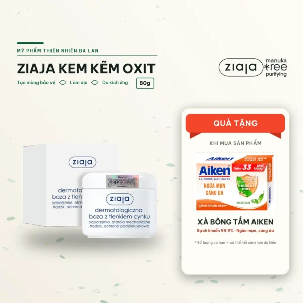 Kem Kẽm Oxit Ziaja Dermatological Base With Zinc Oxide 80g