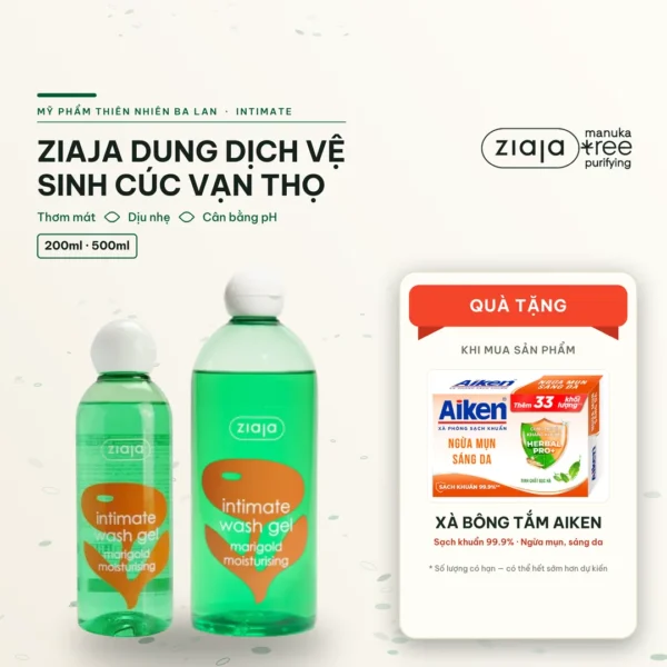 Dung Dịch Vệ Sinh Phụ Nữ Ziaja Intimate Cúc Vạn Thọ 200ml/500ml - Thơm Mát, Dịu Nhẹ, Cân Bằng pH