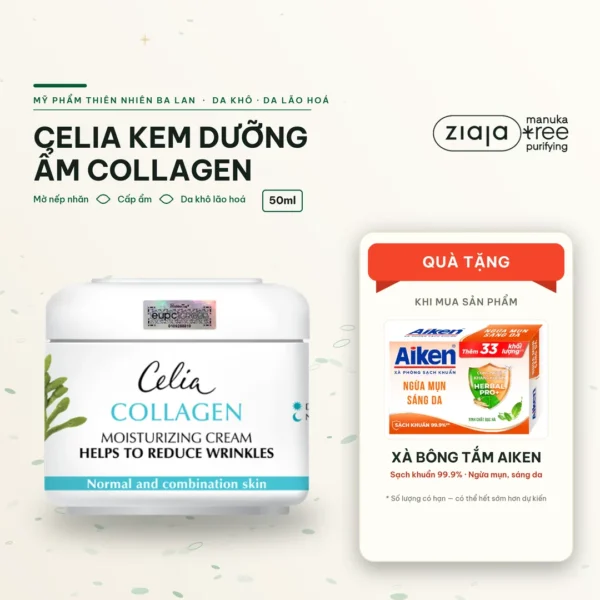 Kem Dưỡng Ẩm Chống Nhăn Collagen Celia 50ml - Tái Tạo Da, Làm Mờ Nếp Nhăn, Căng Bóng